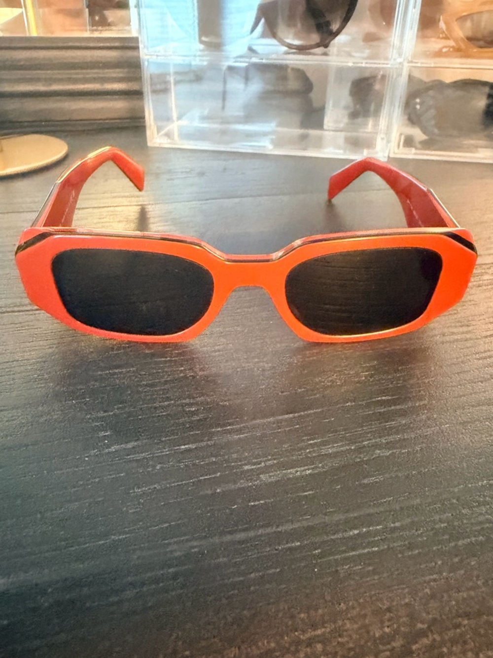 Prada Bold Red Rectangle Sunglasses